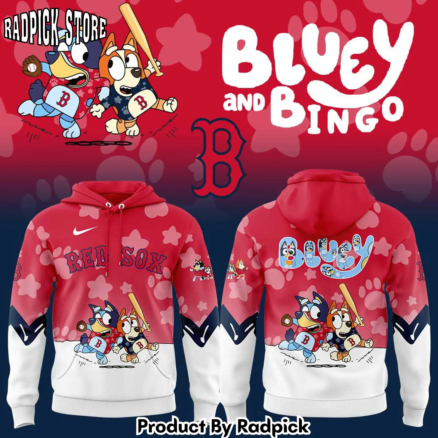 Boston red sox bluey and bingo hoodie joggers hoodie and long pants set rp291893